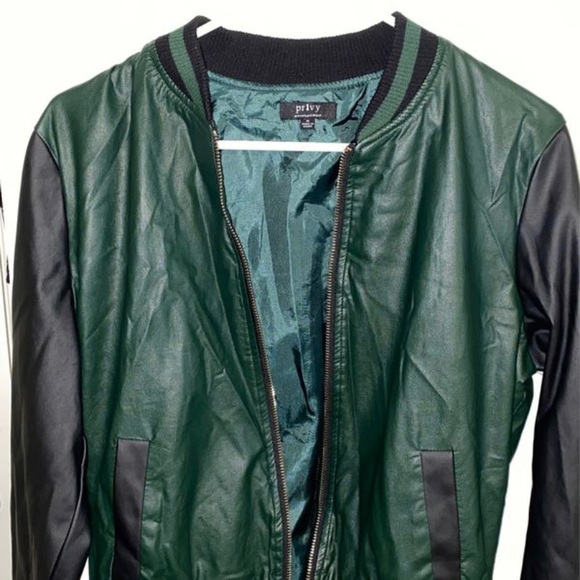 Privy green and black leather jacket - Picture 1 of 3